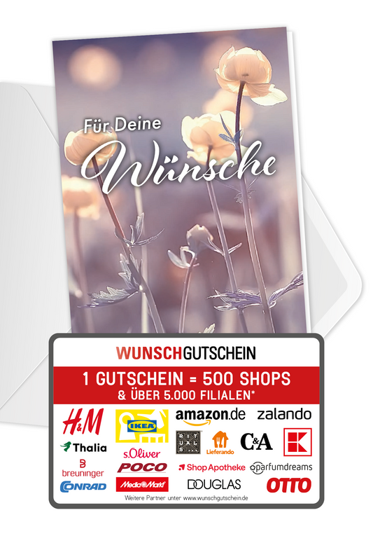 Wunschgutschein Für deine Wünsche - Blumen – Geschenkgutschein Ansicht 1
