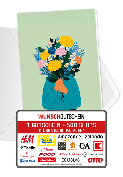 Wunschgutschein Blumenstrauß - Grün PDF – Geschenkgutschein Ansicht 1