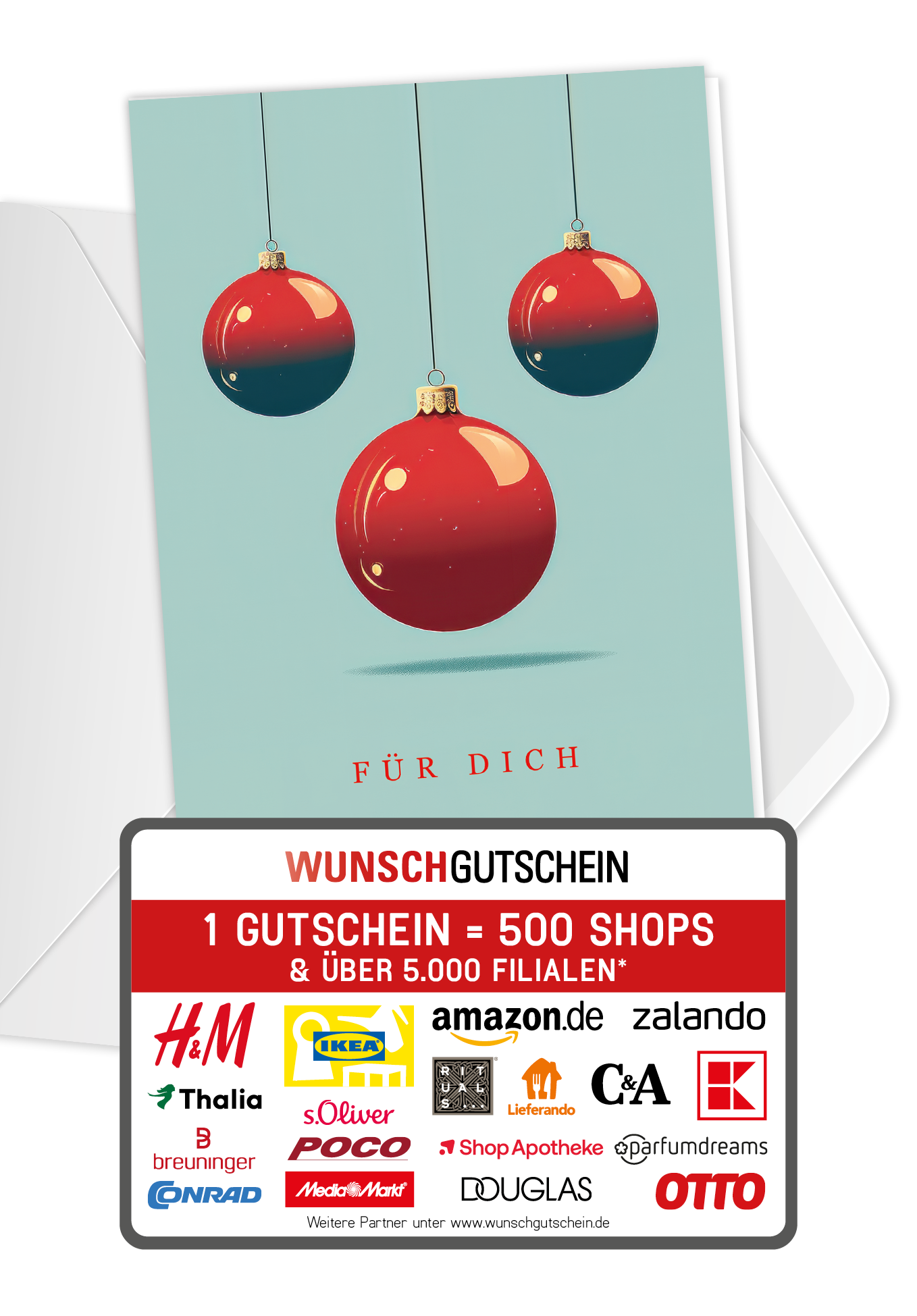 Wunschgutschein Für Dich - Weihnachtskugeln – Geschenkgutschein Ansicht 1