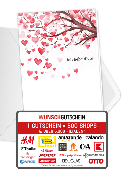 Wunschgutschein Ich Liebe Dich - Herz Baum – Geschenkgutschein Ansicht 1