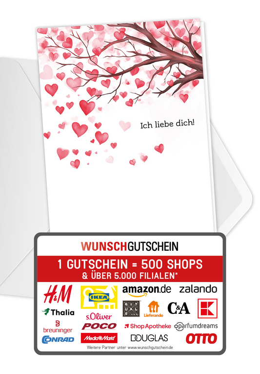 Wunschgutschein Ich Liebe Dich - Herz Baum – Geschenkgutschein Ansicht 1