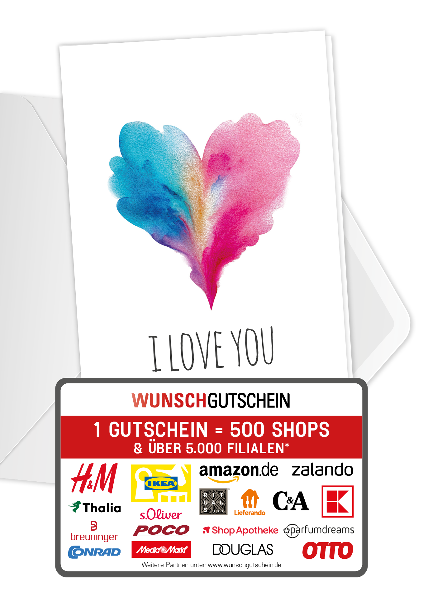 Wunschgutschein I love you - Herz Blau-Pink – Geschenkgutschein Ansicht 1