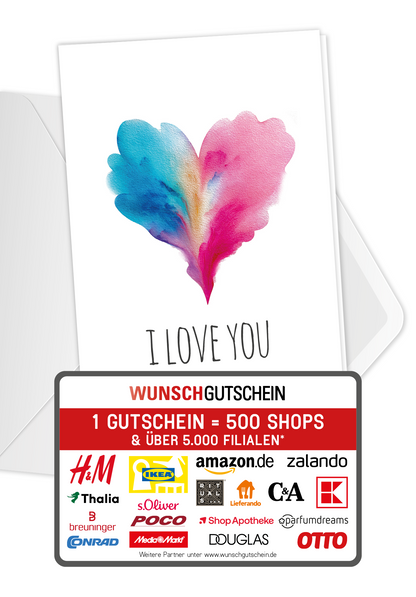 Wunschgutschein I love you - Herz Blau-Pink – Geschenkgutschein Ansicht 1