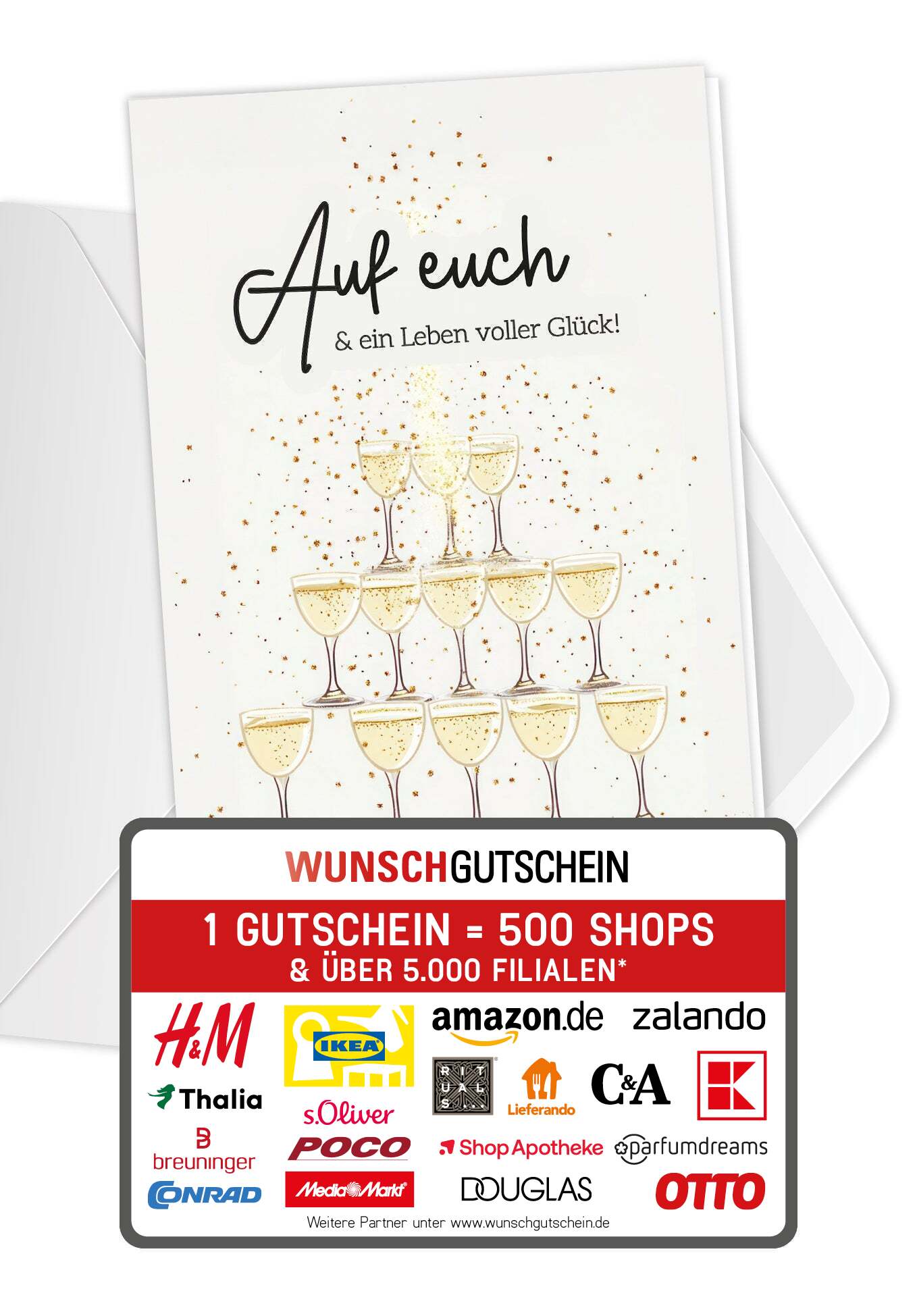 Wunschgutschein Auf euch - Champagner Pyramide PDF – Geschenkgutschein Ansicht 1