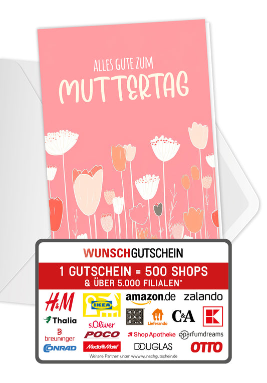 Wunschgutschein Alles Gute zum Muttertag - Blumenwiese PDF – Geschenkgutschein Ansicht 1