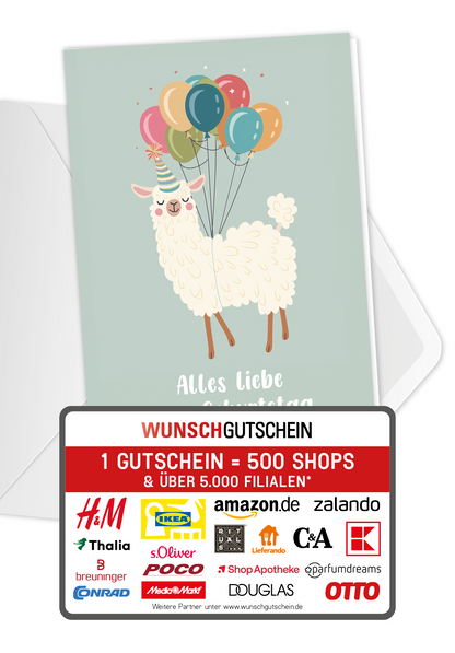 Wunschgutschein Alles Liebe - Lama PDF – Geschenkgutschein Ansicht 1