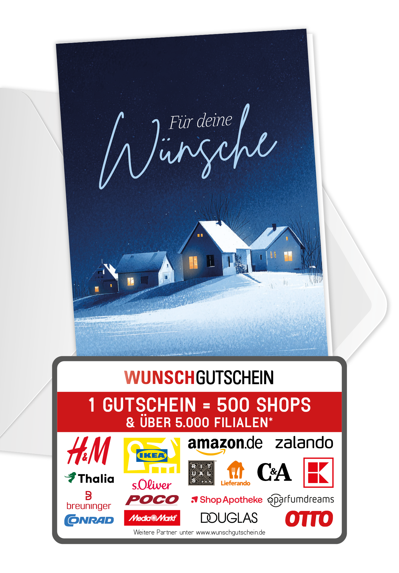 Wunschgutschein Für deine Wünsche - Winterstadt Blau – Geschenkgutschein Ansicht 1