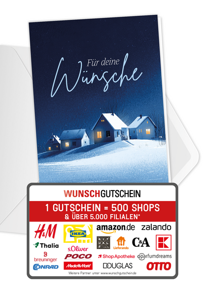 Wunschgutschein Für deine Wünsche - Winterstadt Blau – Geschenkgutschein Ansicht 1