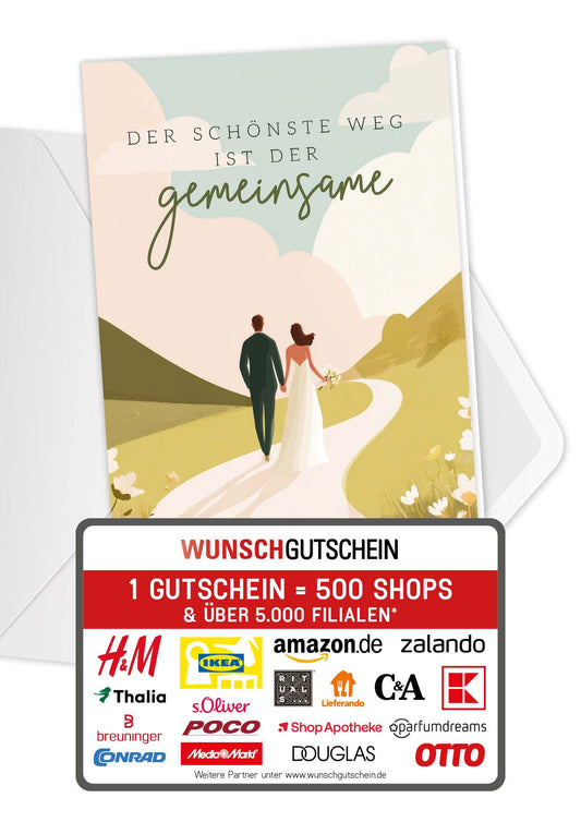 Wunschgutschein Der schönste Weg ist der gemeinsame - Brautpaar PDF – Geschenkgutschein Ansicht 1