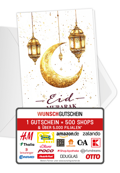 Wunschgutschein Eid Mubarak - Weiß Gold – Geschenkgutschein Ansicht 1