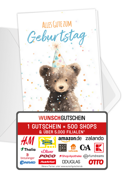 Wunschgutschein Alles Gute zum Geburtstag - Bär PDF – Geschenkgutschein Ansicht 1