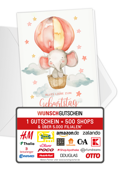 Wunschgutschein Alles Liebe - Elefant PDF – Geschenkgutschein Ansicht 1