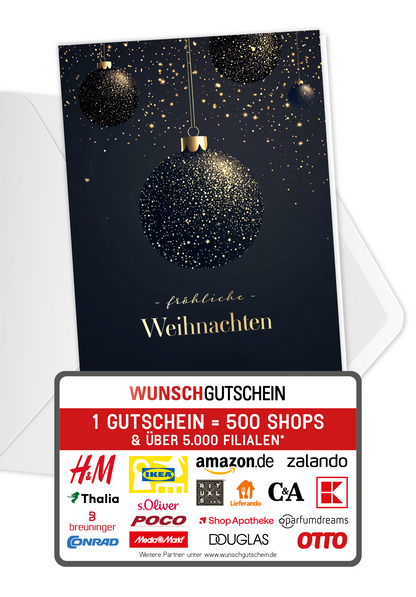 Wunschgutschein Fröhliche Weihnachten - Christbaumkugeln – Geschenkgutschein Ansicht 1
