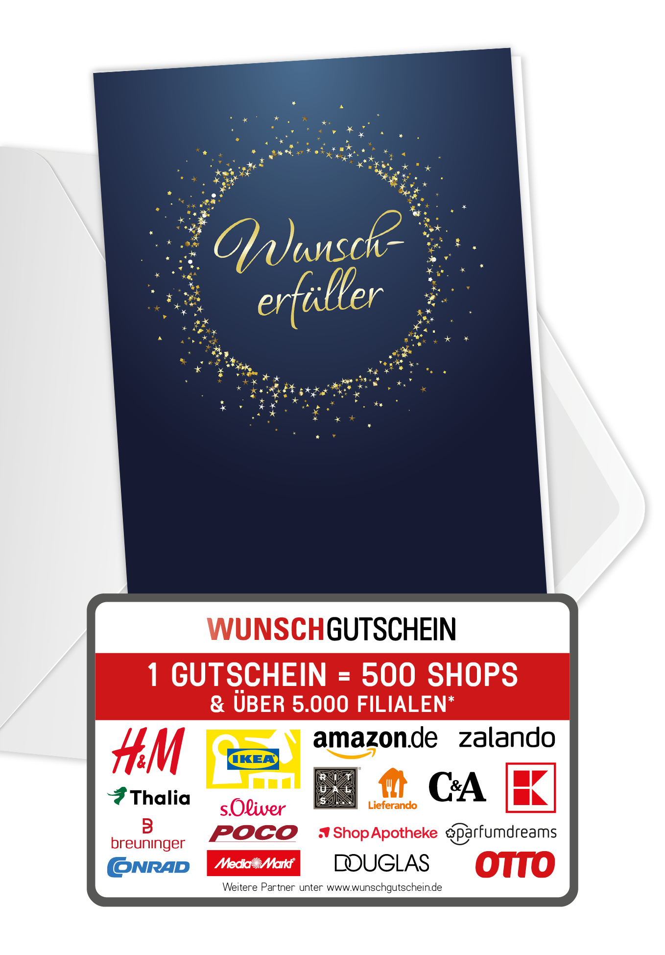 Wunschgutschein Wunscherfüller - Gold Blau – Geschenkgutschein Ansicht 1