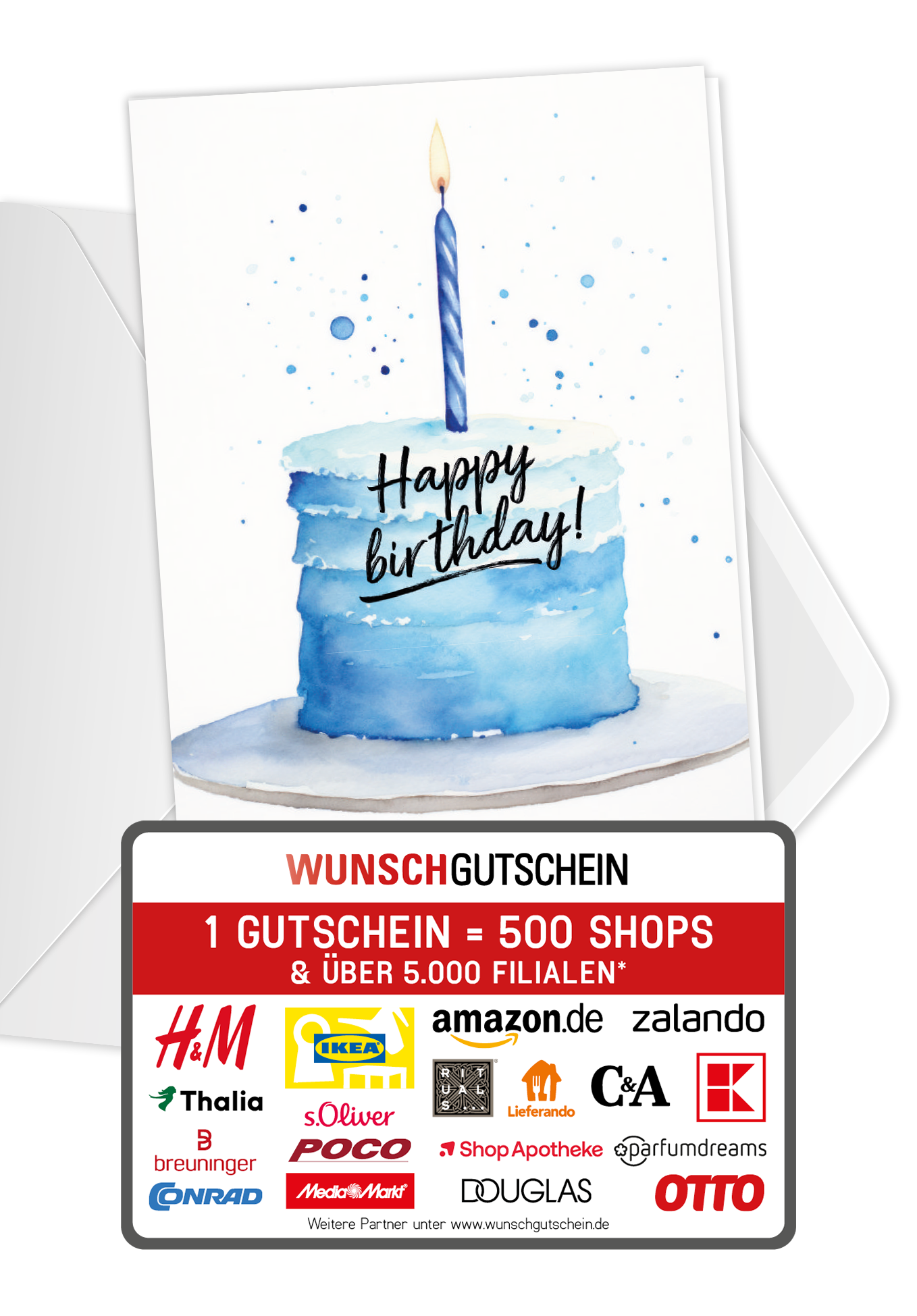 Wunschgutschein Happy Birthday - Torte Blau – Geschenkgutschein Ansicht 5