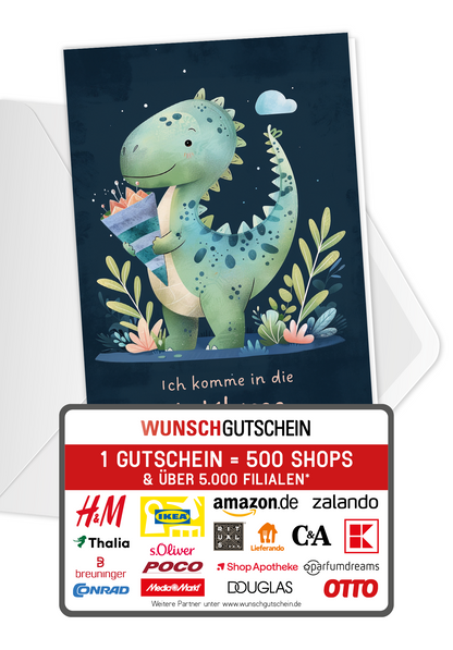 Wunschgutschein 1. Klasse - Dino – Geschenkgutschein Ansicht 1