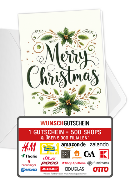 Wunschgutschein Merry Christmas - Zweige – Geschenkgutschein Ansicht 1