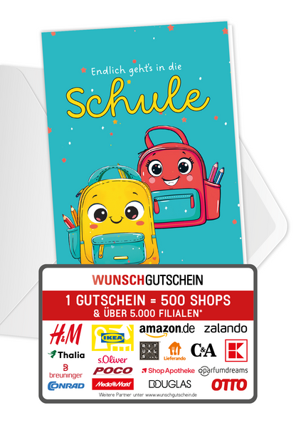 Wunschgutschein Endlich Schule - Rucksack – Geschenkgutschein Ansicht 1