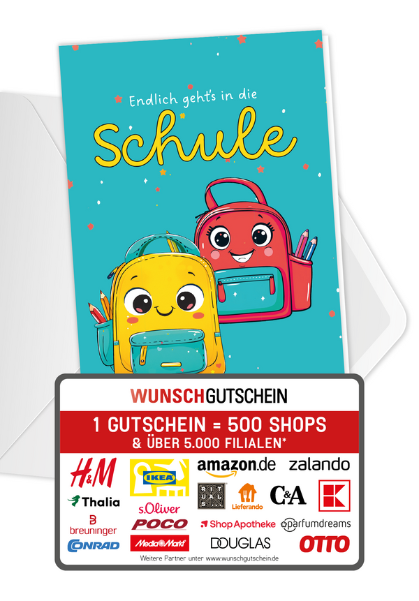 Wunschgutschein Endlich Schule - Rucksack – Geschenkgutschein Ansicht 1