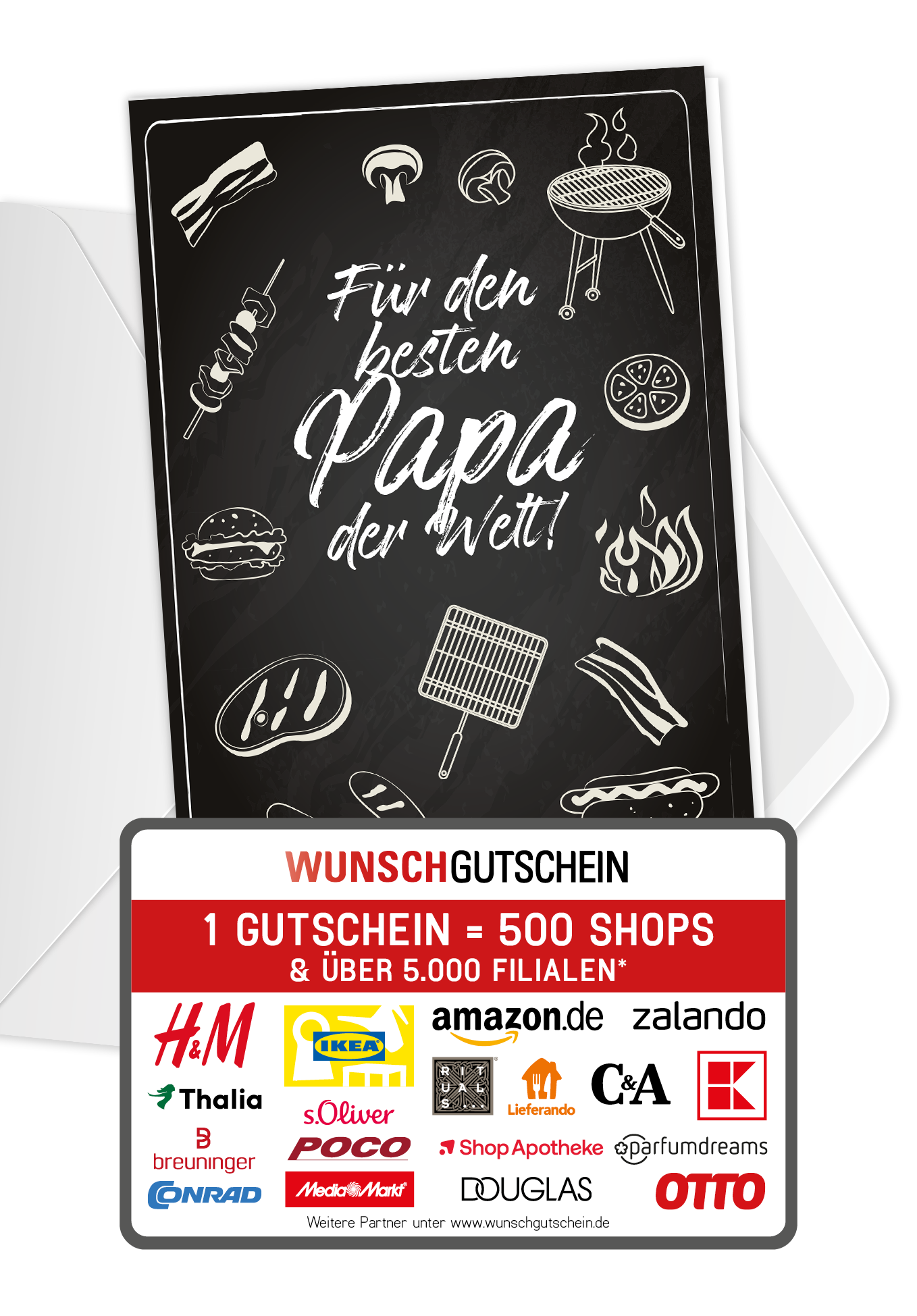 Wunschgutschein Für den besten Papa - Doodle – Geschenkgutschein Ansicht 1