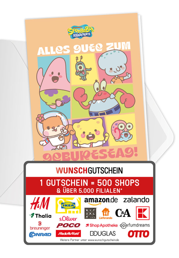 Wunschgutschein Spongebob - Alles Gute zum Geburtstag - Figuren Kacheln – Geschenkgutschein Ansicht 1