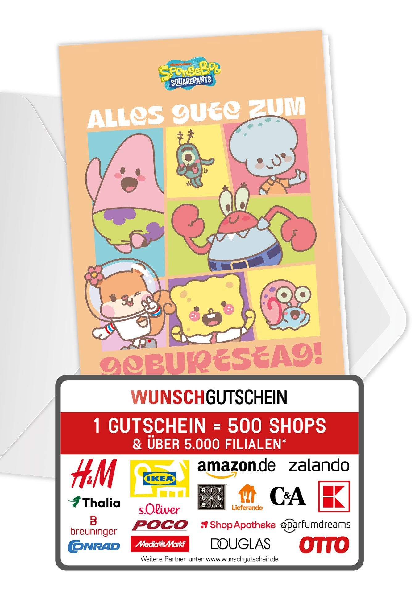 Wunschgutschein Spongebob - Alles Gute zum Geburtstag - Figuren Kacheln PDF – Geschenkgutschein Ansicht 1