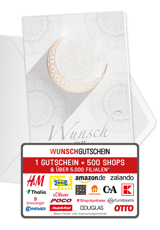 Wunschgutschein Wunscherfüller Bayram - Weiß Gold PDF – Geschenkgutschein Ansicht 1