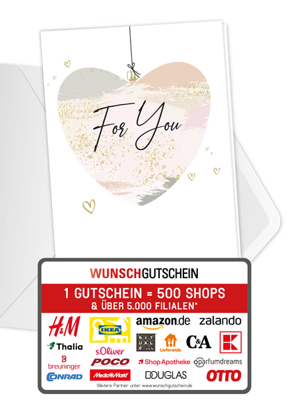 Wunschgutschein For you - Weihnachtsherz PDF – Geschenkgutschein Ansicht 1