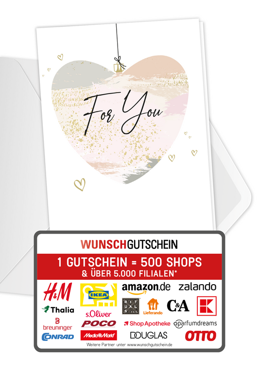 Wunschgutschein For you - Weihnachtsherz PDF – Geschenkgutschein Ansicht 1