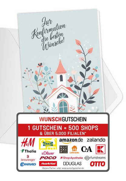 Wunschgutschein Zur Konfirmation - Kirche Rosa PDF – Geschenkgutschein Ansicht 1