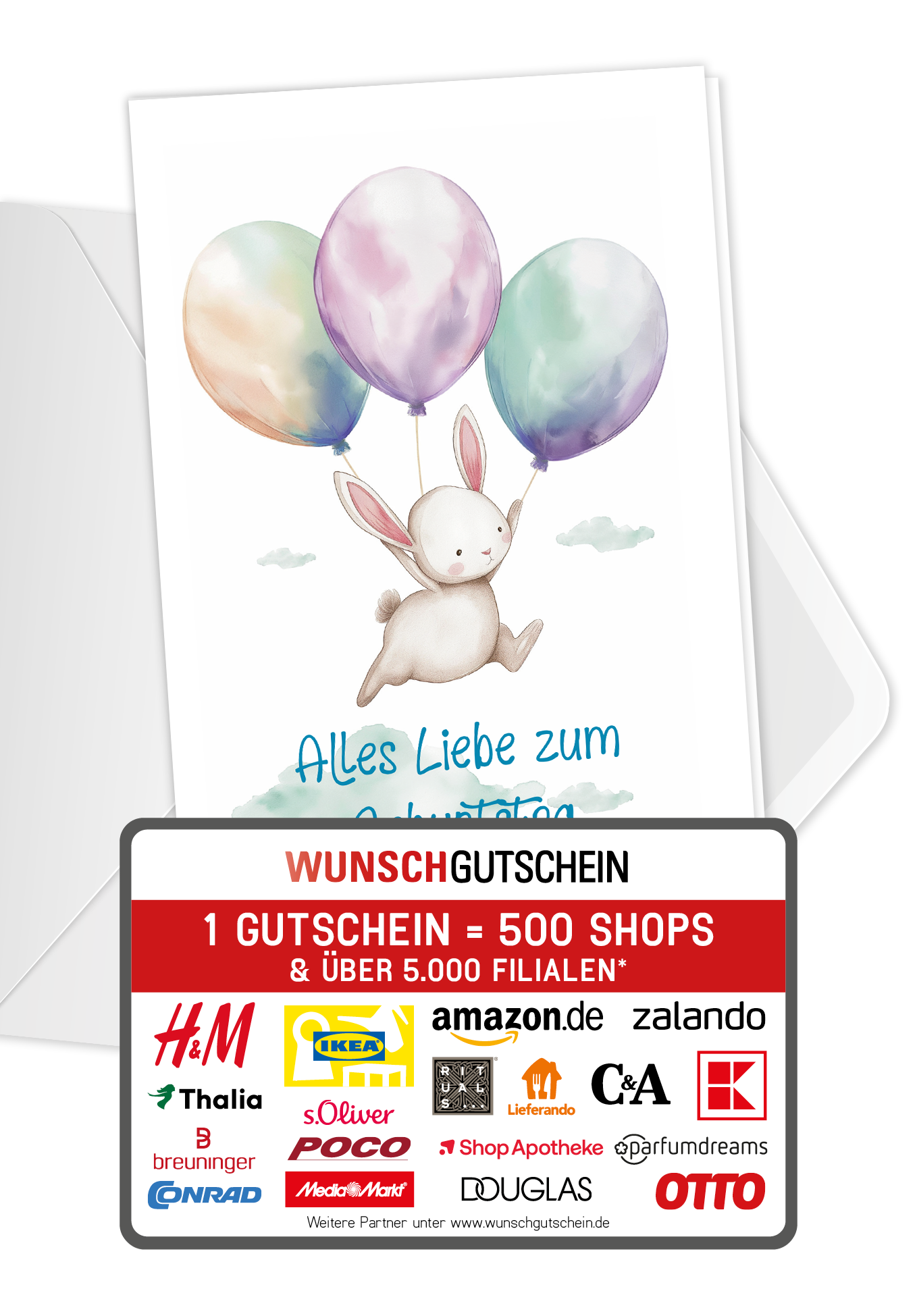 Wunschgutschein Alles Liebe - Hase PDF – Geschenkgutschein Ansicht 1