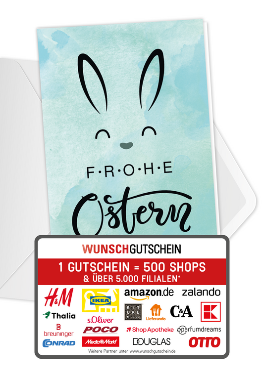 Wunschgutschein Frohe Ostern - Hasenohren PDF – Geschenkgutschein Ansicht 1