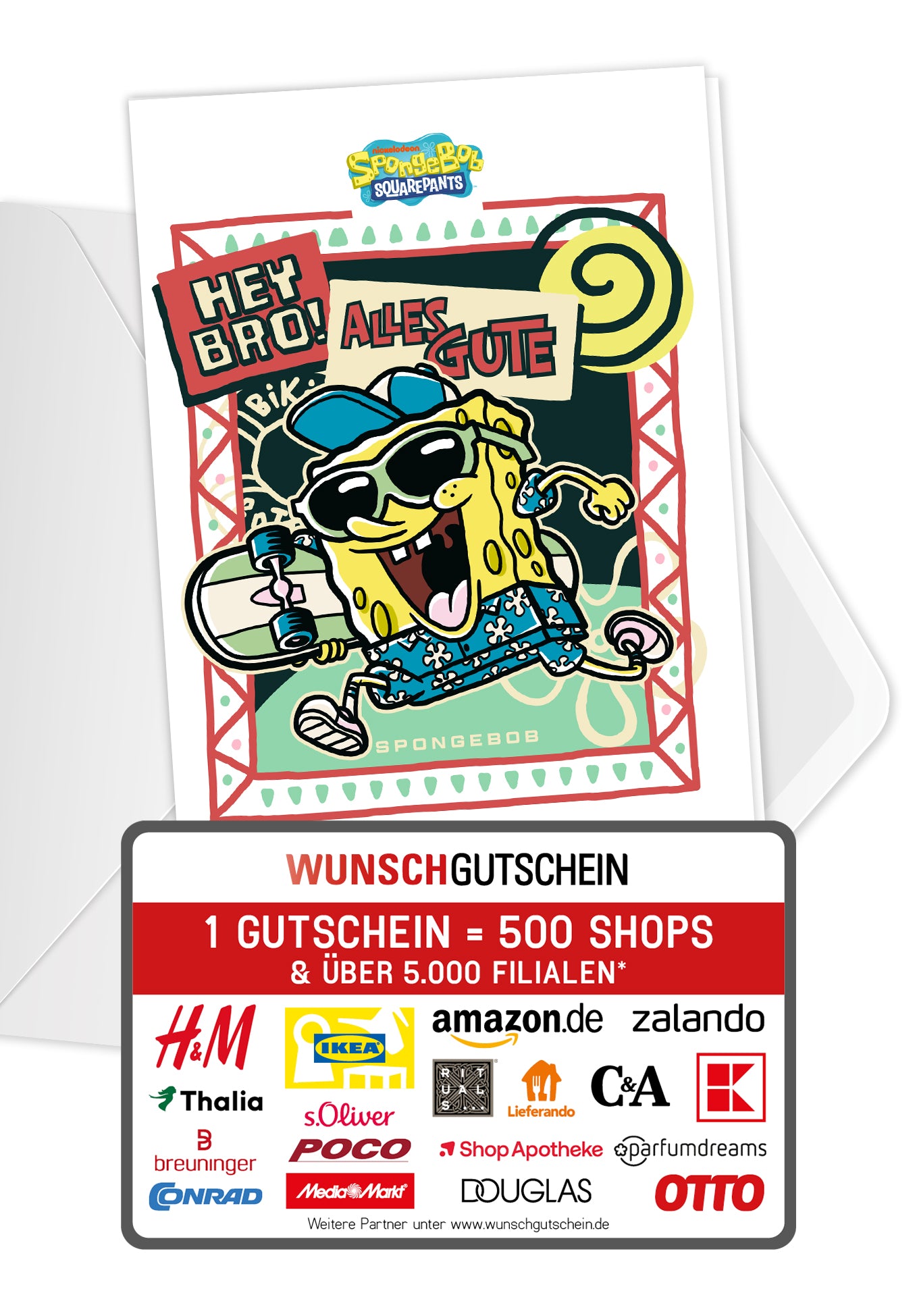 Wunschgutschein Spongebob - Alles Gute - Spongebob Skateboard PDF – Geschenkgutschein Ansicht 2