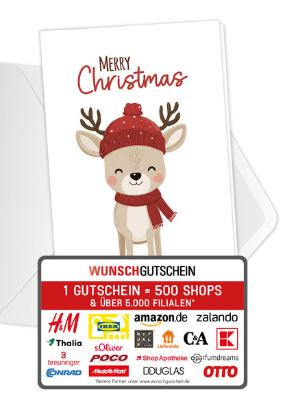 Merry Christmas - Rentier mit Mütze