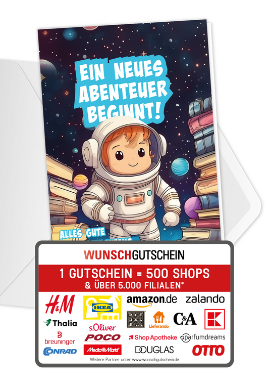 Wunschgutschein Neues Abenteuer - Astronaut – Geschenkgutschein Ansicht 1