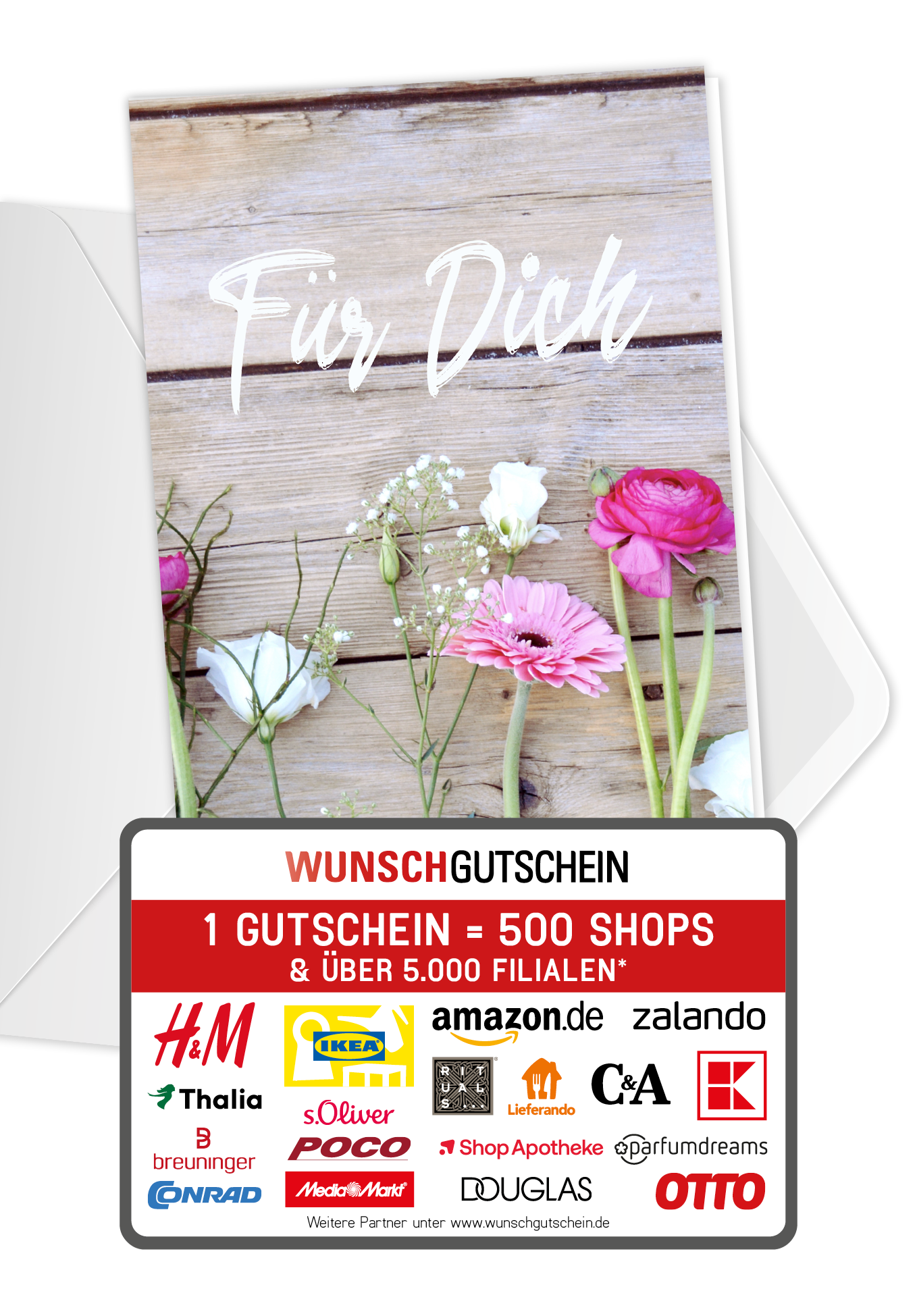 Wunschgutschein Für Dich - Blumen PDF – Geschenkgutschein Ansicht 1