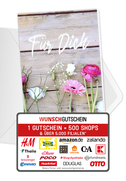 Wunschgutschein Für Dich - Blumen PDF – Geschenkgutschein Ansicht 1