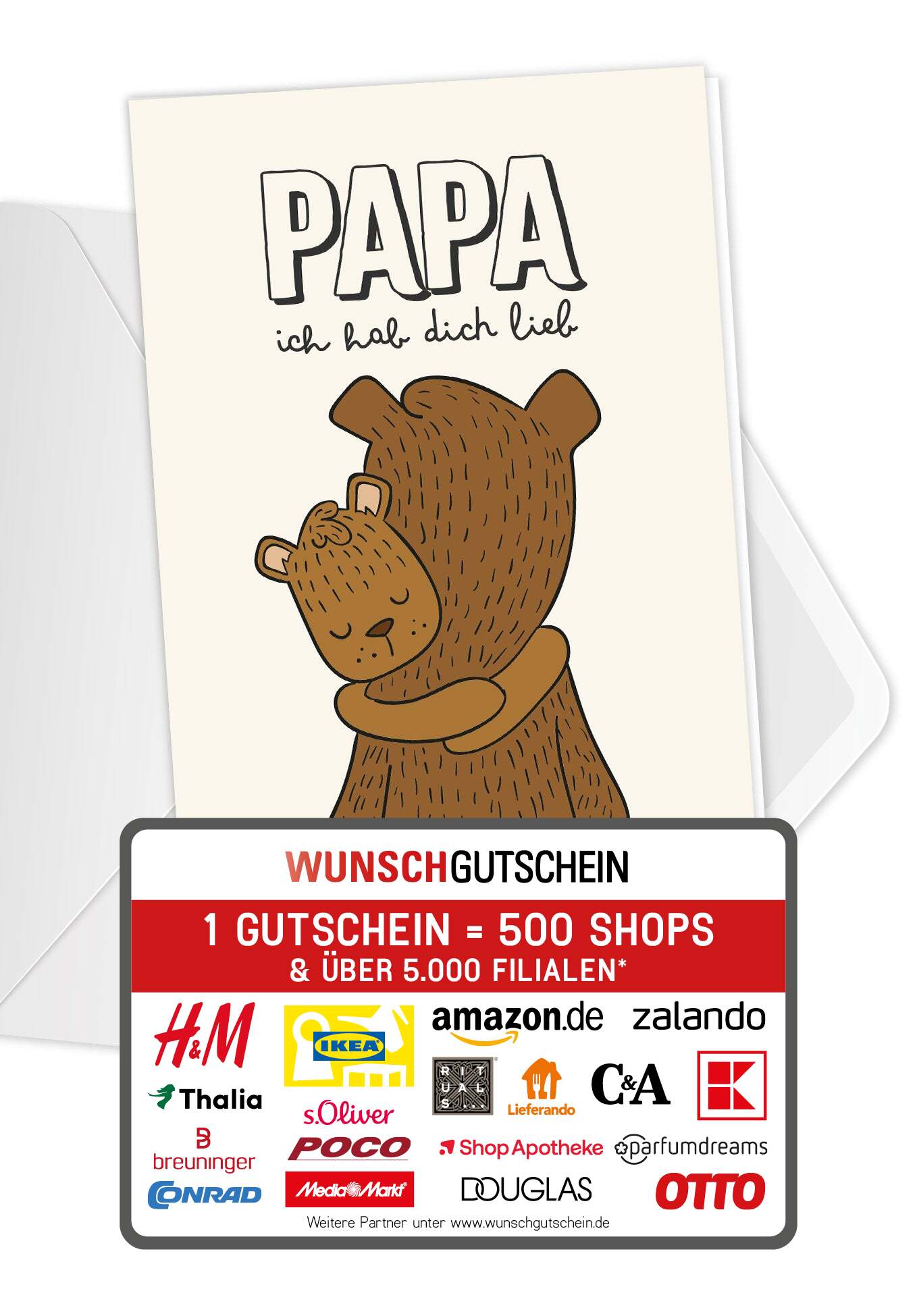 Wunschgutschein Papa ich hab dich lieb - Bären – Geschenkgutschein Ansicht 1