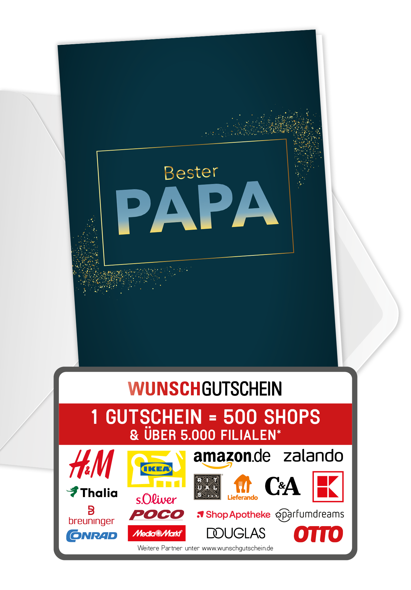 Wunschgutschein Bester Papa - Blau PDF – Geschenkgutschein Ansicht 1