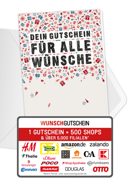 Wunschgutschein Für alle Wünsche - Doodle PDF – Geschenkgutschein Ansicht 1