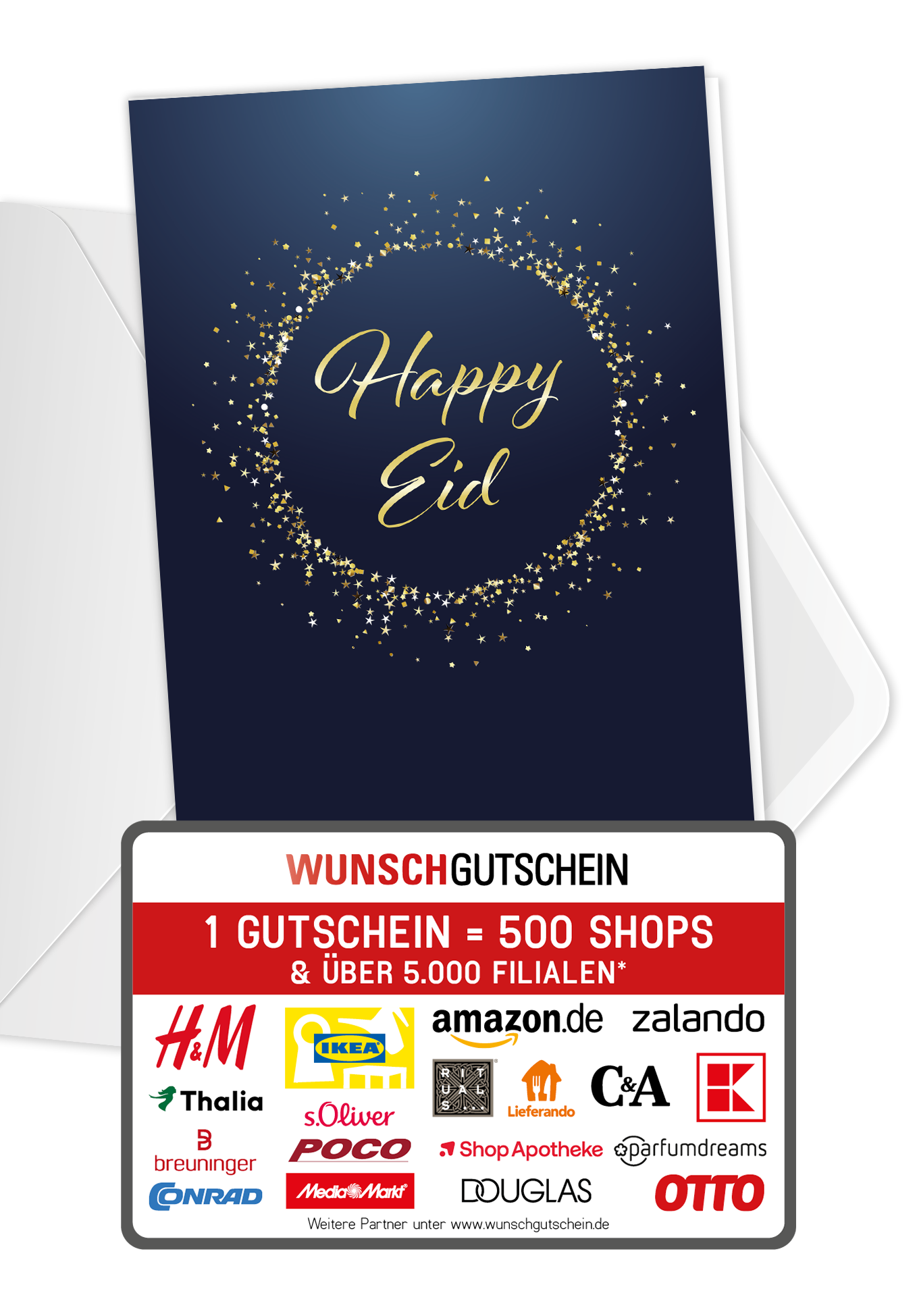 Wunschgutschein Happy Eid - Blau Gold – Geschenkgutschein Ansicht 5