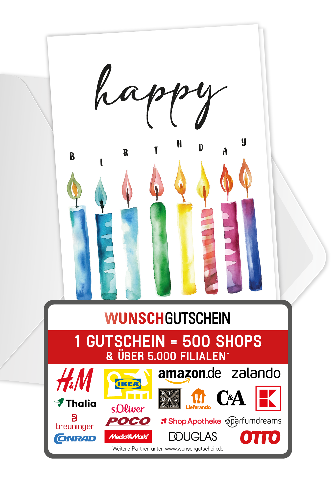 Wunschgutschein Happy Birthday - Kerzen PDF – Geschenkgutschein Ansicht 1