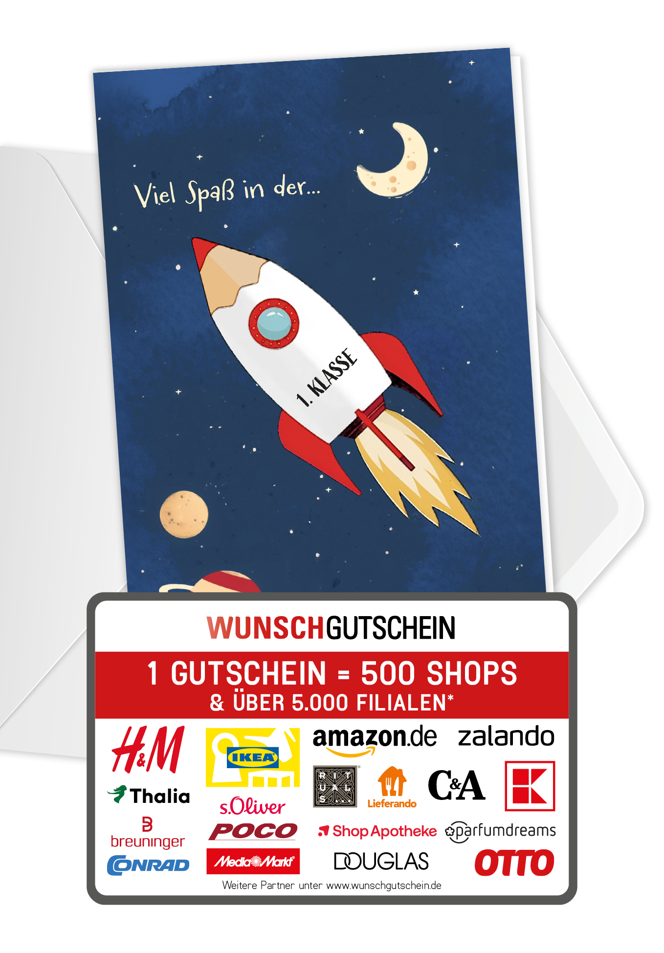 Wunschgutschein 1. Klasse - Rakete – Geschenkgutschein Ansicht 1