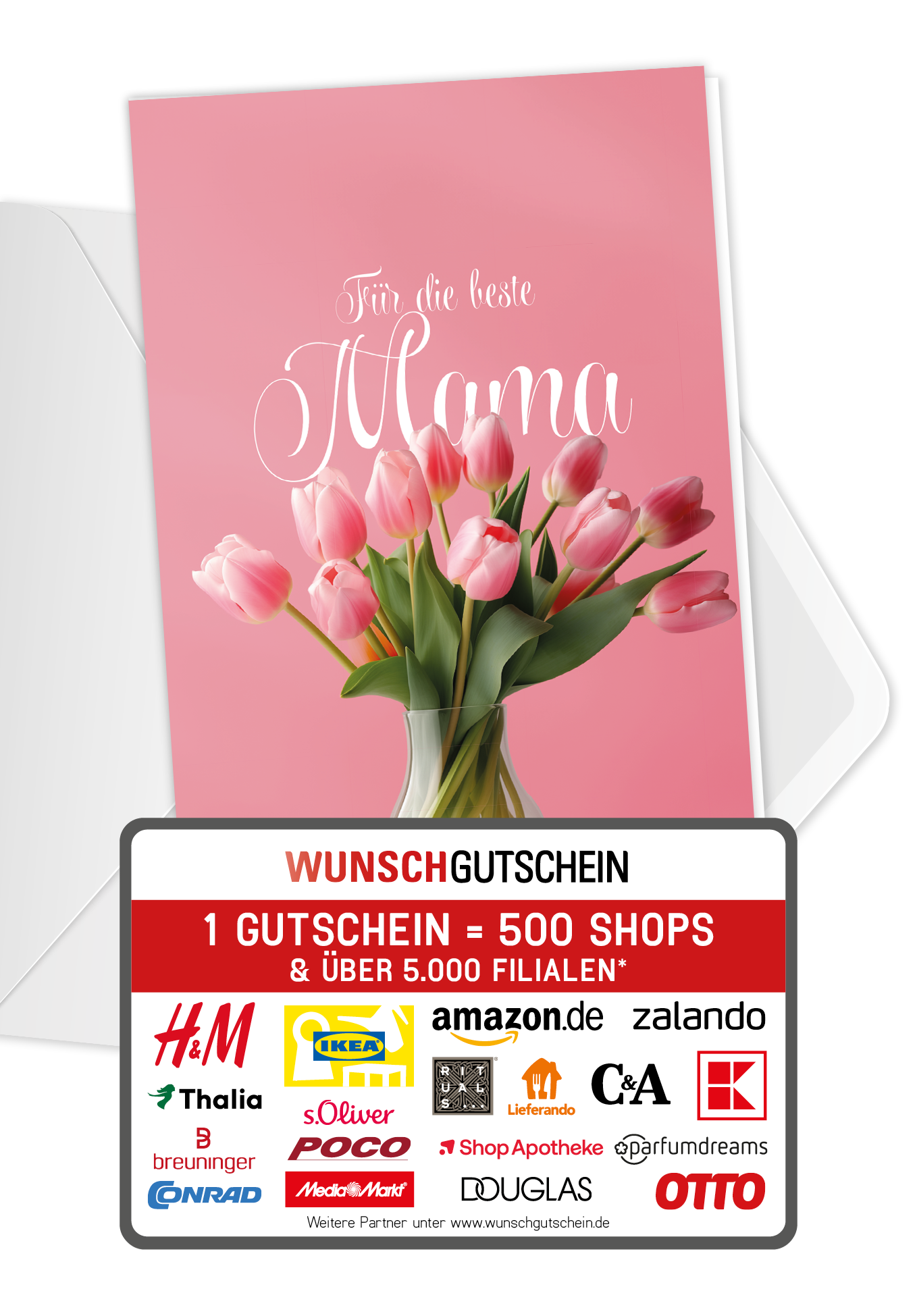 Wunschgutschein Für die beste Mama - Tulpenvase PDF – Geschenkgutschein Ansicht 1