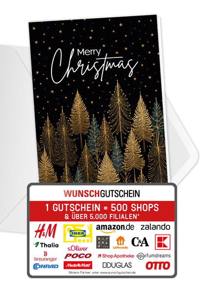 Merry Christmas - Bäume Schwarz Gold