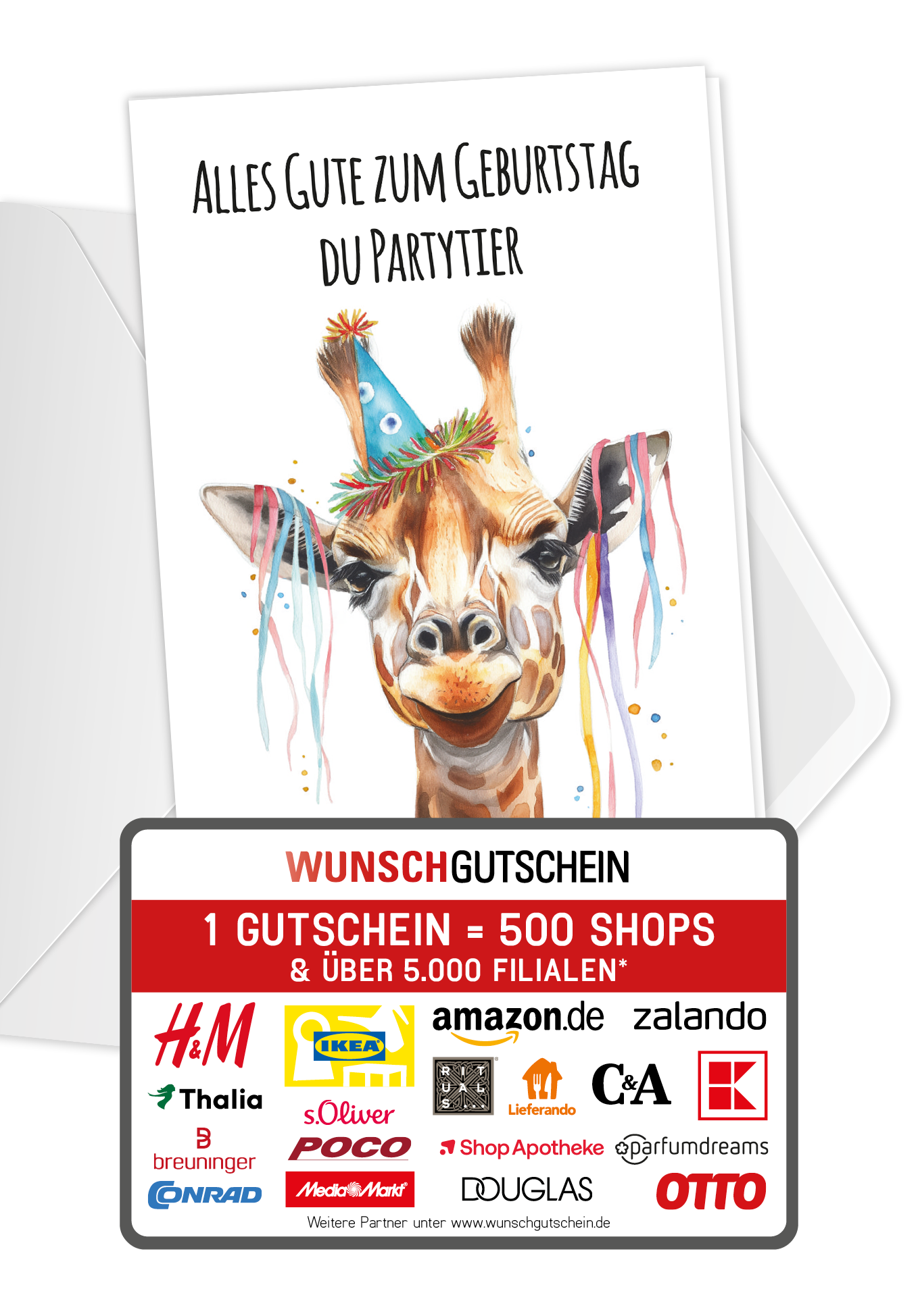 Wunschgutschein Alles Gute - Giraffe PDF – Geschenkgutschein Ansicht 1