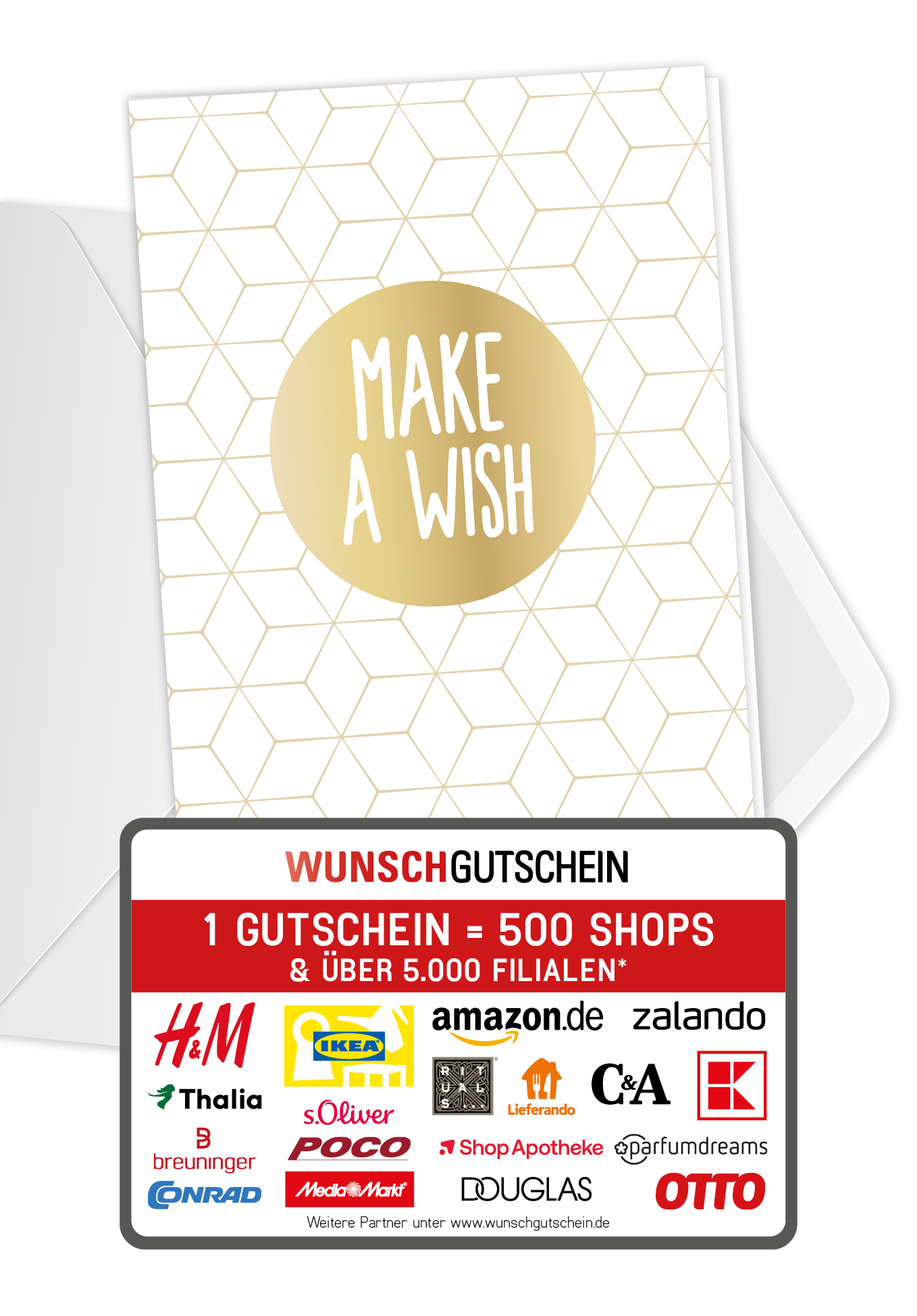 Wunschgutschein Make a wish - Gold PDF – Geschenkgutschein Ansicht 1