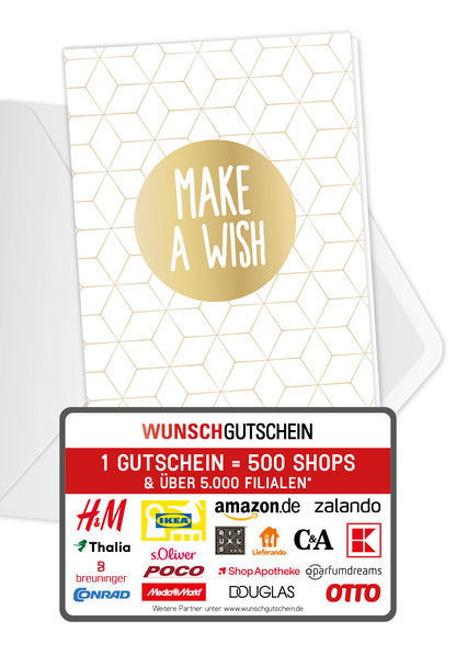 Wunschgutschein Make a wish - Gold PDF – Geschenkgutschein Ansicht 1