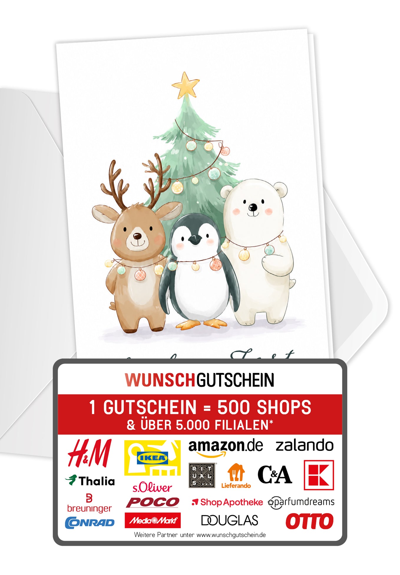 Frohes Fest - Tiere und Tannenbaum