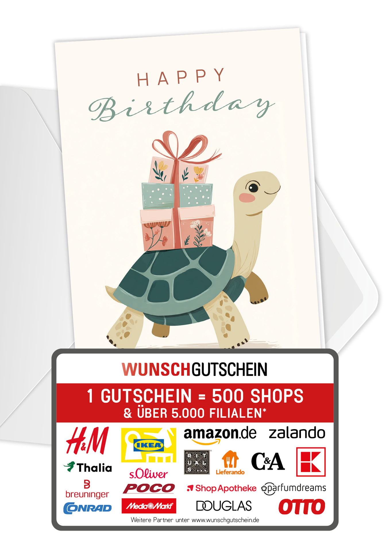 Wunschgutschein Happy Birthday - Schildkröte – Geschenkgutschein Ansicht 5